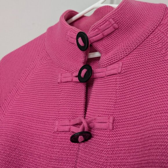 JONES&CO Pink/Black Gradient Sweater 100% Cotton Toggle Closure Women's Size L - Picture 3 of 10